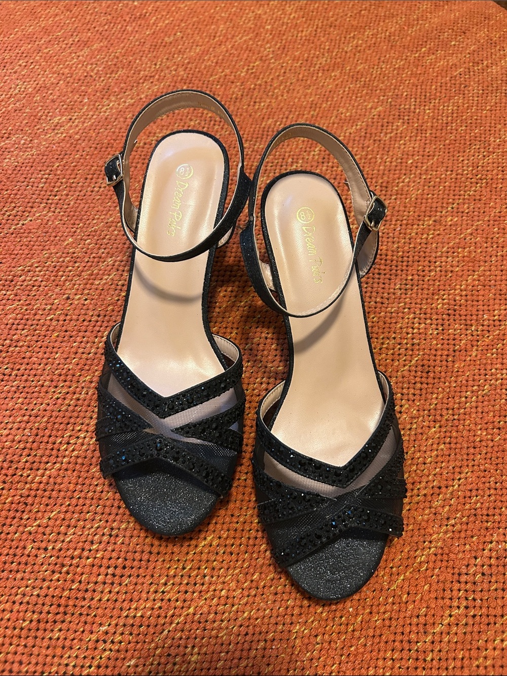 Dream Pairs Black Open-Toe Strappy Ankle-Heel Sandals